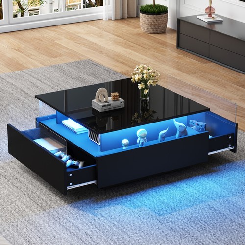 Coffee table with led square - table,