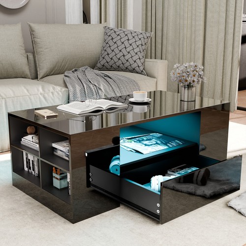 Led coffee table wooden - coffee,
