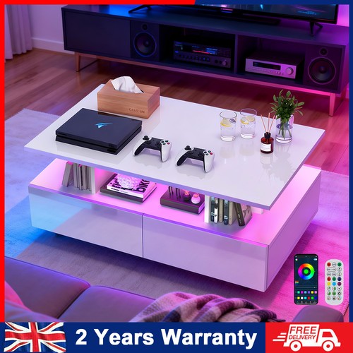 High gloss led coffee table - coffee,